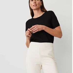 NWT Ann Taylor Black Short Sleeve Sweater Tee